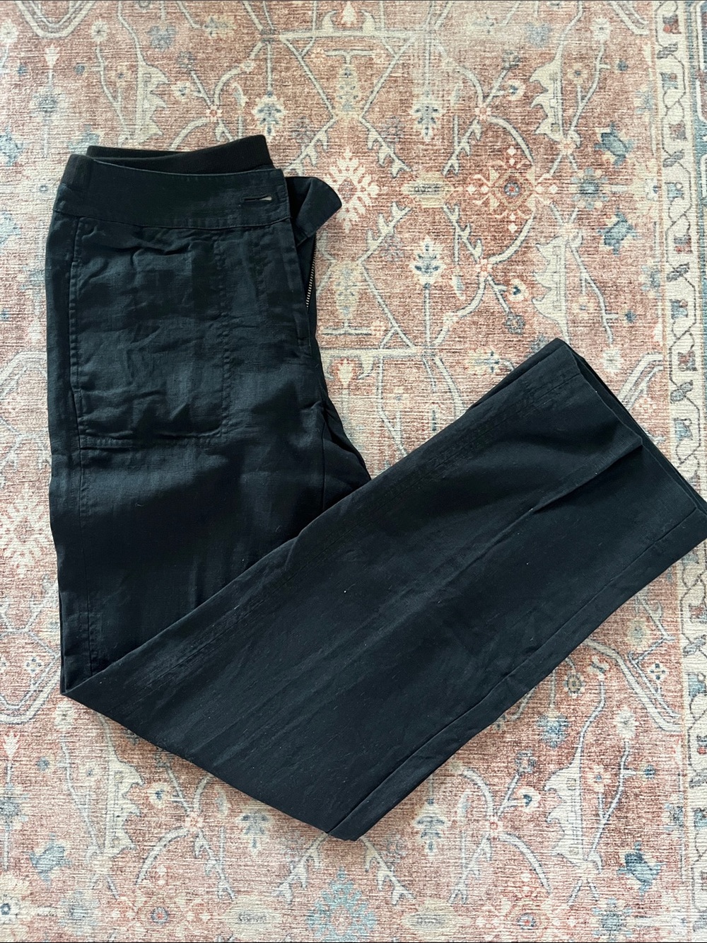 Chico's Black Women's Straight-Leg  Linen Pants